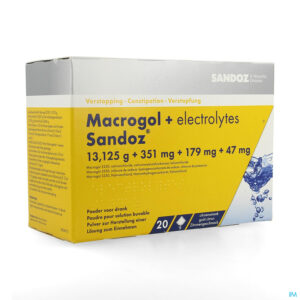 Packshot Macrogol + Elektr Sandoz Pdr Ciroensmaak 20x13,7g