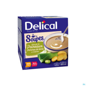 Packshot Delical Soupe Veloute Poireaux Pdt & Creme 4x200ml