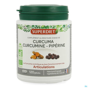 Packshot Super Diet Curcuma Curcumine Piperine Caps 120