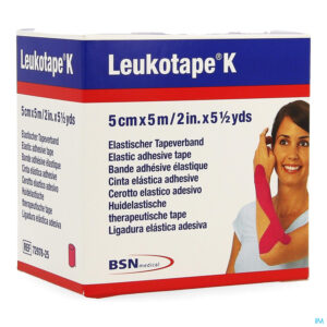 Packshot Leukotape K Kleefwindel Elast Roze 5cmx5m 1