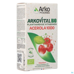 Packshot Arkovital Acerola 1000 Bio Kauwtabl 30