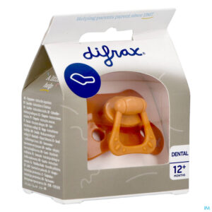 Packshot Difrax Fopspeen Dental 12+ M Uni/pure Oranje/pump.