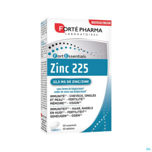 Packshot Zink 225 Forte Pharma Tabl 60