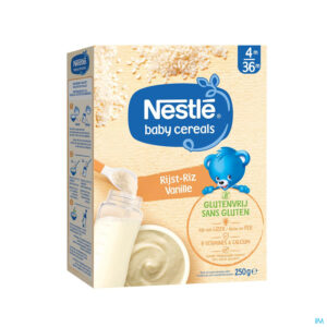 Packshot Nestle Baby Cereals Rijst Vanille Glutenvrij 250g