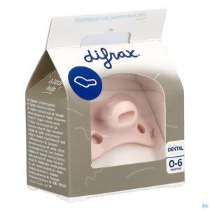 Packshot Difrax Fopspeen Dental 0-6 M Uni/pure Roze/blossom