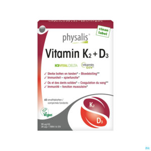 Packshot Physalis Vitamin K2 + D3 Tabl 60