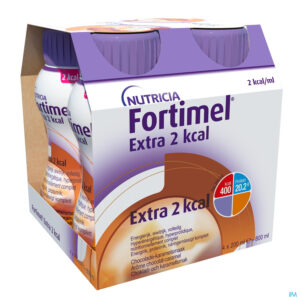Packshot Fortimel Extra 2kcal Chocolade Karamel 4x200ml