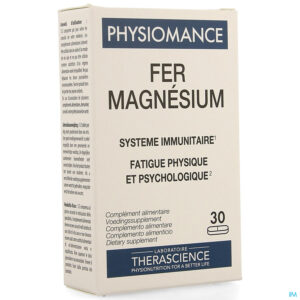 Packshot Ijzer Magnesium Tabl 30 Physiomance Phy273