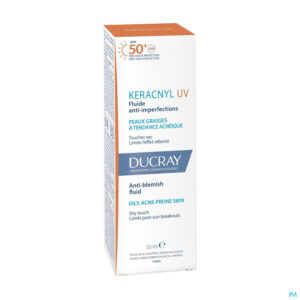 Packshot Ducray Keracnyl Fluide Uv50+ A/onzuiverheden 50ml
