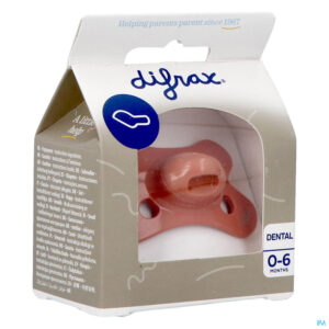 Packshot Difrax Fopspeen Dental 0-6 M Uni/pure Bruin/brick
