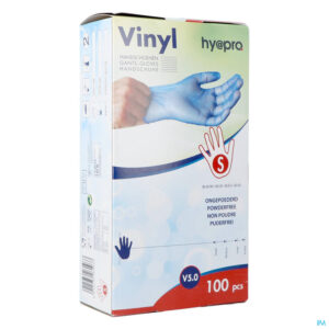 Packshot Pharmex Handschoenen Blauw Vinyl S Poedervrij 100