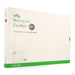 Packshot Exufiber Ag Gel.fibre Dressing Ster 15 X 15cm 10