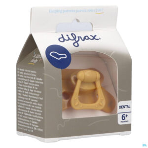 Packshot Difrax Fopspeen Dental 6+ M Uni/pure Geel/honey