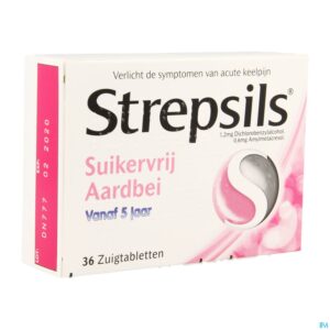 Packshot Strepsils Suikervrij Aardbeien Past 36