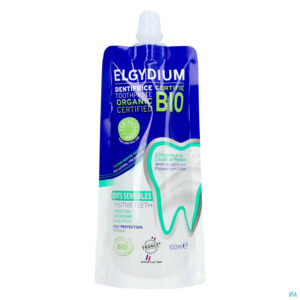 Packshot Elgydium Tandpasta Gevoelige Tanden Bio 100ml