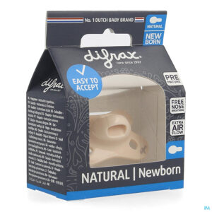 Packshot Difrax Fopspeen Natural Newborn Uni/pure Roze/blos