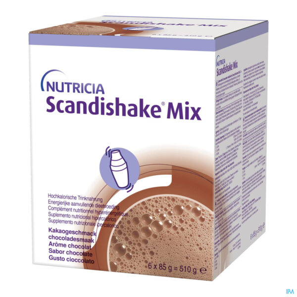 Packshot Scandishake Mix Chocolade Zakje 6x85g Nf