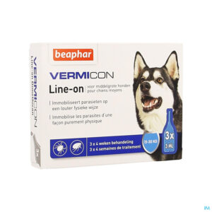 Packshot Beaphar Vermicon Line-on Middelgrote Hond 3x3ml