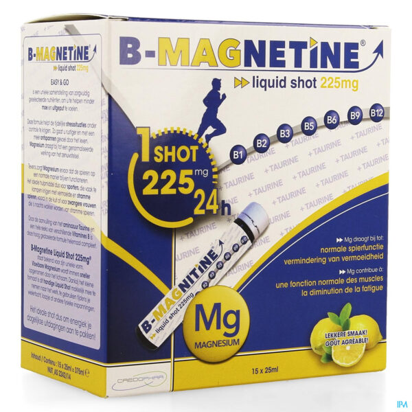 Packshot B-magnetine Liquid Shot 225mg 15x25ml Credophar