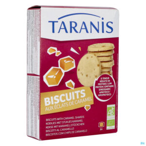 Packshot Taranis Cookies Karamel Stukjes 120g Bio Revogan