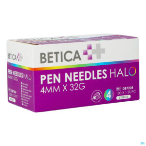 Packshot Betica Pen Needles Halo 4mmx32g 100