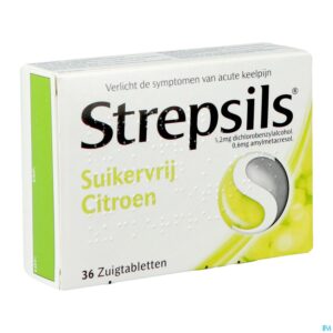 Packshot Strepsils Suikervrij Citroen Past 36