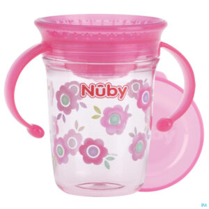 Productshot Nuby 360° Wonder Cup Uit Tritan Roze 240ml 6m+