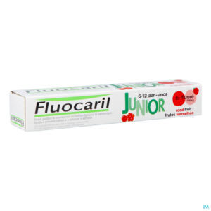 Packshot Fluocaril Tandpasta Junior Rood Fruit 75ml Nf