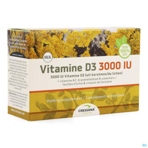 Packshot Vitamine D3 3000iu + K2 Plantaardig Caps 60
