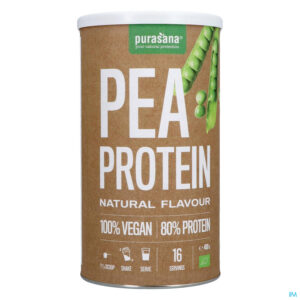 Packshot Purasana Vegan Erwrt Protein 80% Naturel Bio 400g