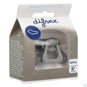 Packshot Difrax Fopspeen Dental 6+ M Uni/pure Grijs/clay