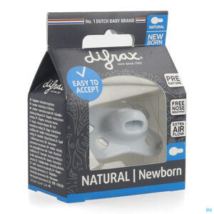 Packshot Difrax Fopspeen Natural Newborn Uni/pure Blauw/ice