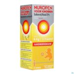 Packshot Nurofen Kind Suikervrij Aardbei 2 % 200ml