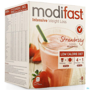 Packshot Modifast Intensive Strawberry Flav.milkshake 8x55g