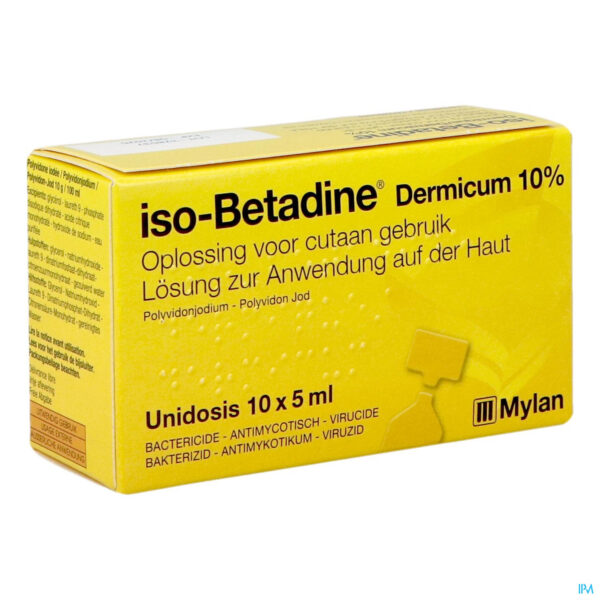 Packshot Iso Betadine Derm 10% Unidose Fl 10x5ml