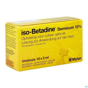 Packshot Iso Betadine Derm 10% Unidose Fl 10x5ml