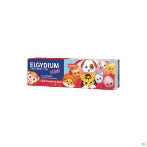 Packshot Elgydium Tandpasta Kids Emoji Frisse Aardbei 50ml