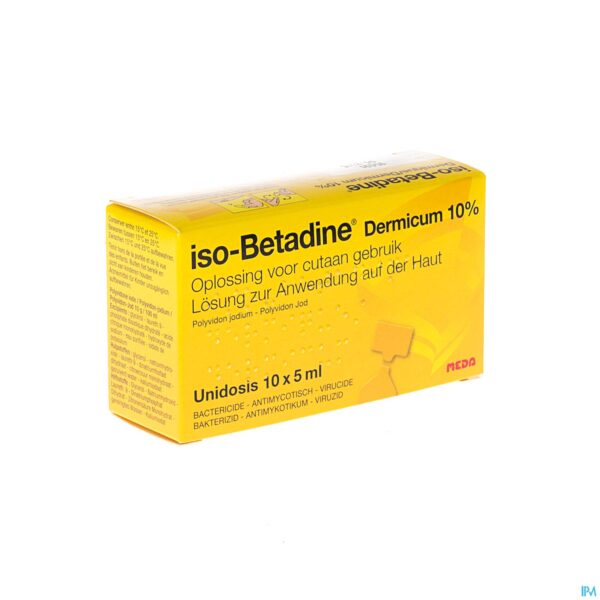Packshot Iso Betadine Derm 10% Unidose Fl 10x5ml
