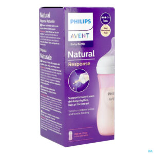 Packshot Philips Avent Natural 3.0 Zuigfles Roze 260ml