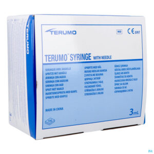 Packshot Terumo Spuit 3ml + Naald 21g 1 1/2 St 40x8mm 100