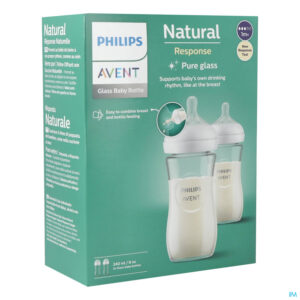 Packshot Philips Avent Natural 3.0 Zuigfles Glas Duo2x240ml