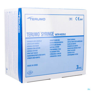 Packshot Terumo Spuit 3ml + Naald 23g 1 St 25x6mm 100