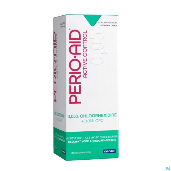 Packshot Perio.aid Active Control Mondspoelmiddel met 0,05% CHX en 0,05% CPC 500ml