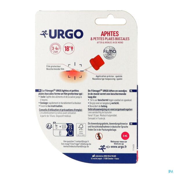 Packshot Urgo Aften Mondwondjes Fruitsmaak Filmogel 6ml