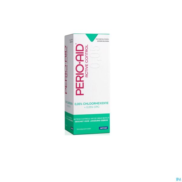 Packshot Perio.aid Active Control Mondspoelmiddel met 0,05% CHX en 0,05% CPC 500ml