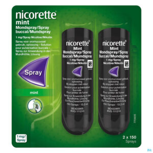 Packshot Nicorette Mint Mondspray 2x150 Sprays 1mg/spray