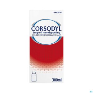 Packshot Corsodyl 2mg/ml Mondspoeling Oplossing 300ml
