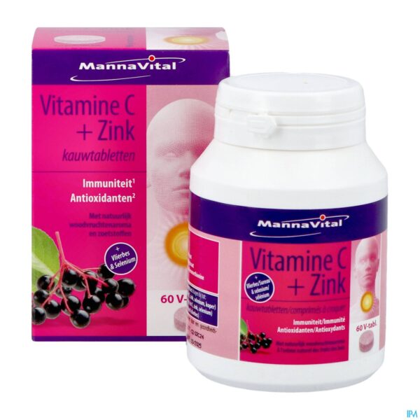 Productshot Mannavita Vitamine C + Zink Kauwtabl 60