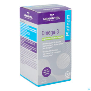 Packshot Mannavital Omega 3 Algenolie V-caps 60