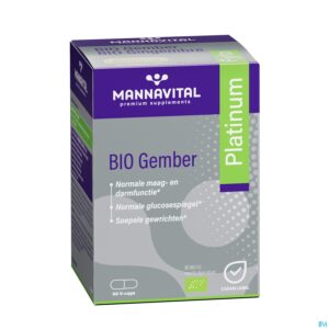 Packshot Mannavital Gember Platinum V-caps 90